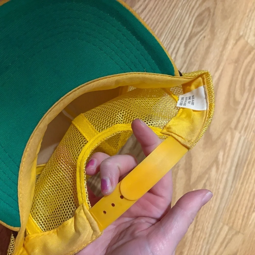 Vintage Lake Tahoe Hat Mesh Snap Back Trucker 90s Gold Yellow
